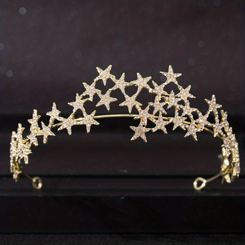 Rhinestone Star Tiara Wedding Accessories Crystal Crown Bridal Jewelry