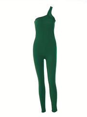 One Shoulder Jumpsuit Sleeveless Slim Fit Casual Spring Summer