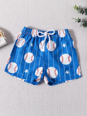 Boys Cotton Baseball Drawstring Shorts Comfy Short Pant For Kids