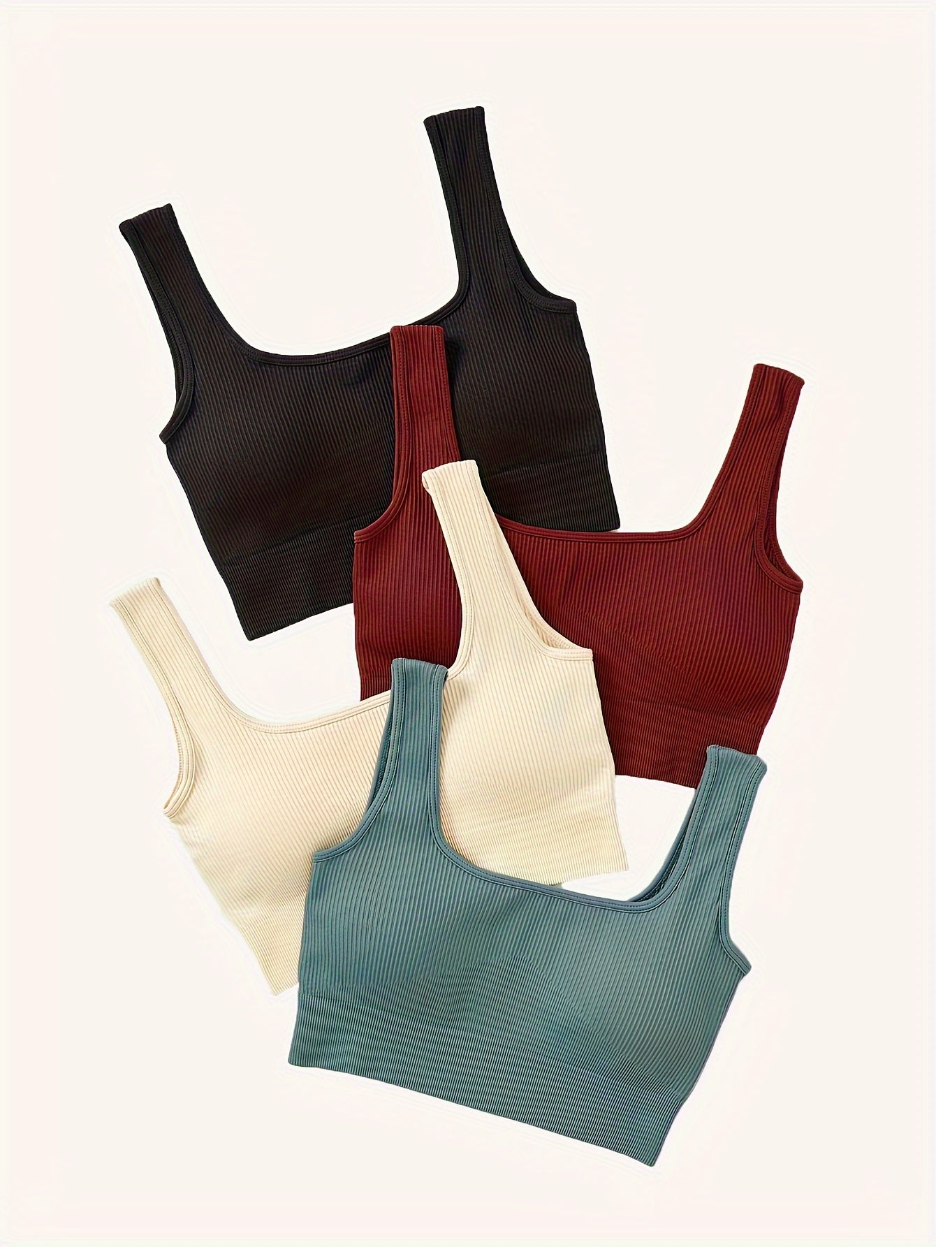 4pcs Solid Sports Bra Removable Cup Wirefree Yoga Running Workout Bra