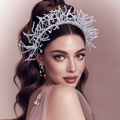Wedding Charm Beaded Floral Wreath Headband Handcrafted Bridal Hair Accessory