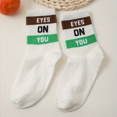 Women's Letter Print Mid Socks