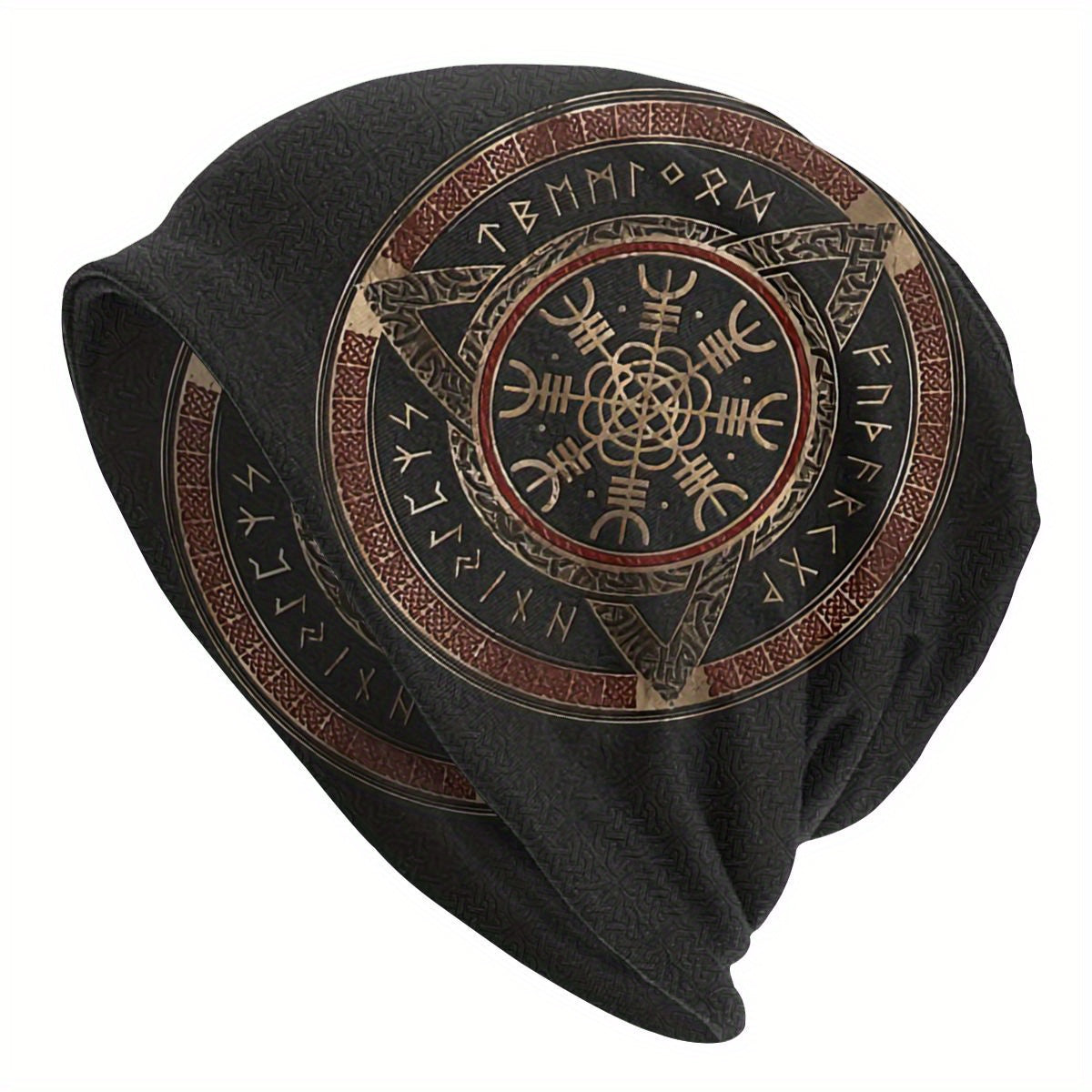 Thin Viking Style Bonnet Hat With Tree Of Life Pattern