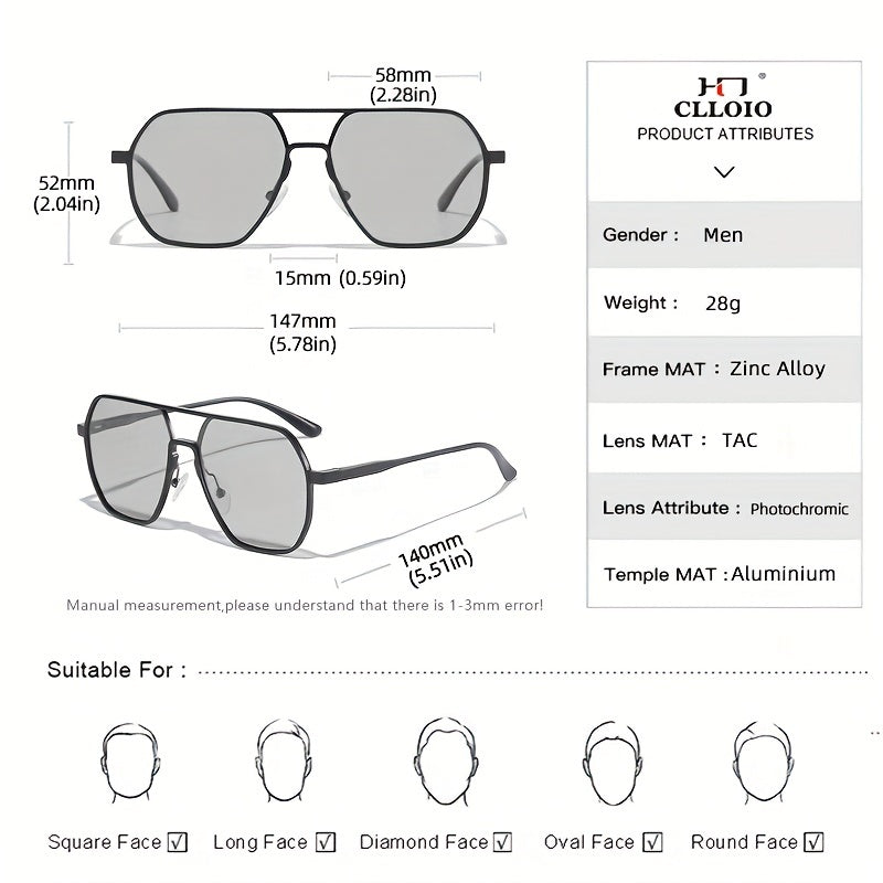 Men's Photochromic Polarized Sunglasses with Case