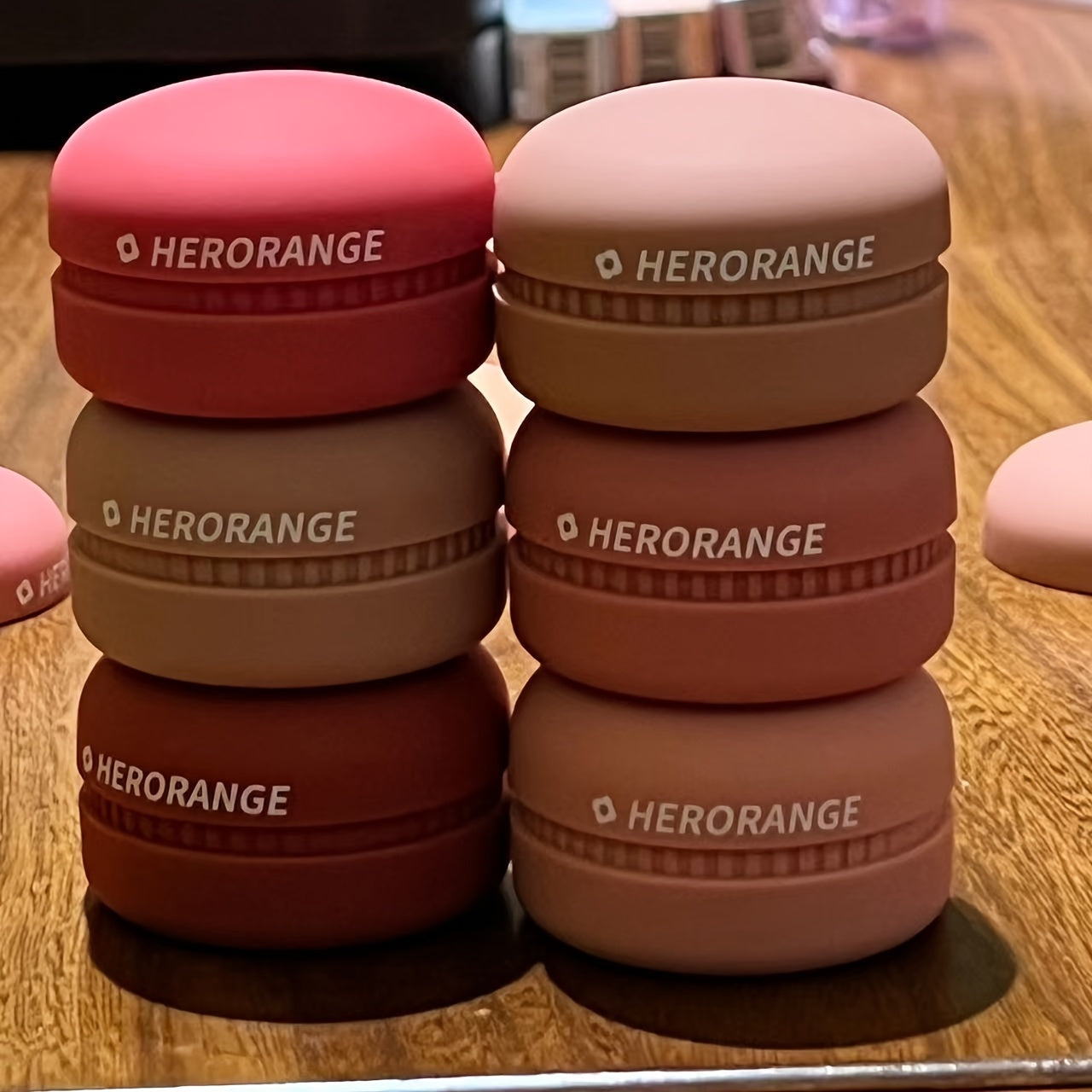 Matte Pink Cheek Tint Blusher Powder with Puff