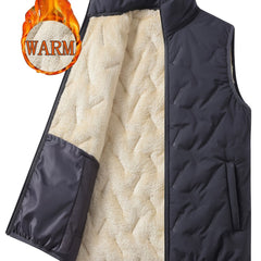 Men's Plain Plush Stand Collar Thermal Vest for Autumn Winter