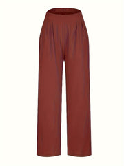 Women's Casual Wide Leg Trousers Elastic High Rise Loose Fit Pants