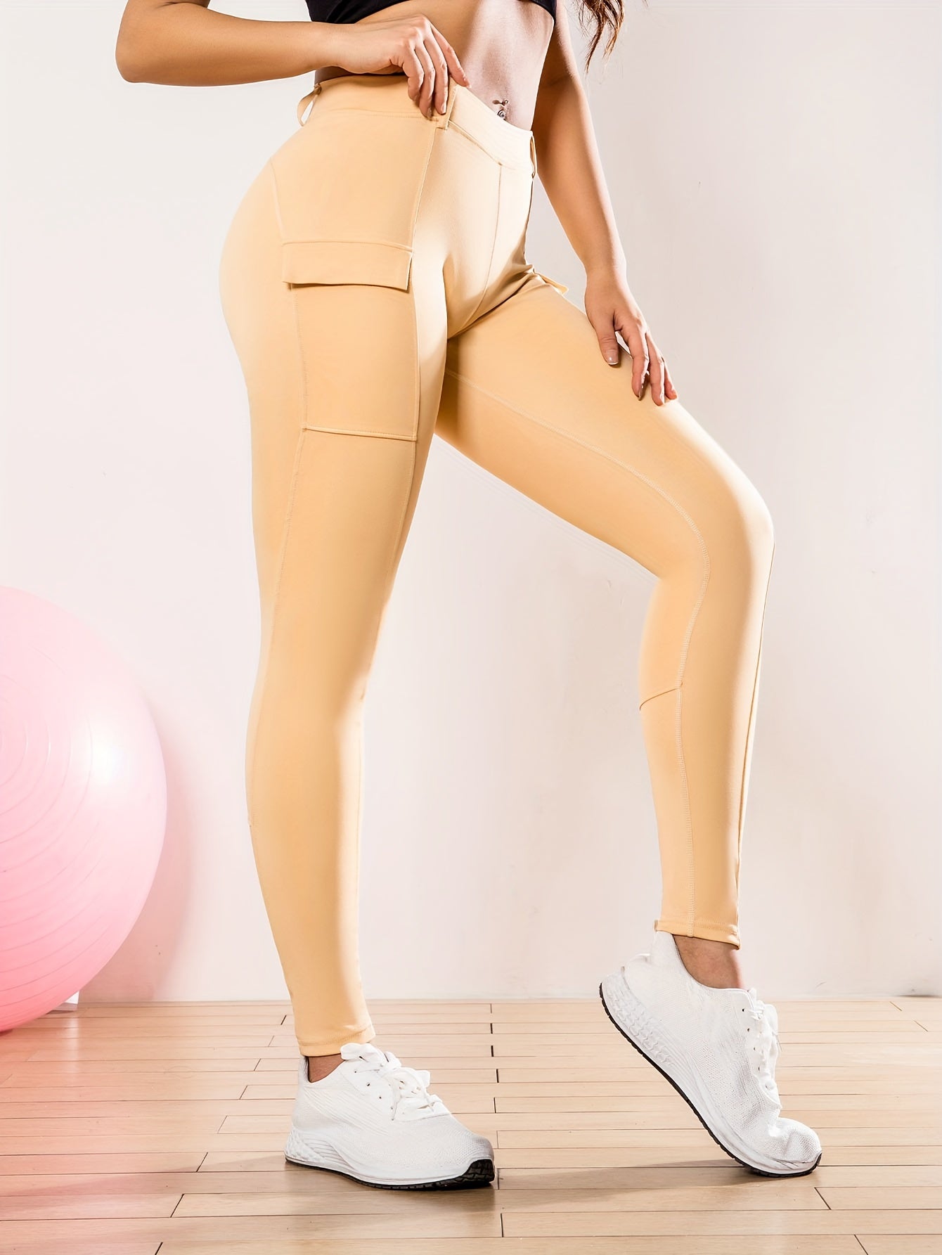 High Waist Yoga Leggings with Pocket Moisture Wicking Solid Tight