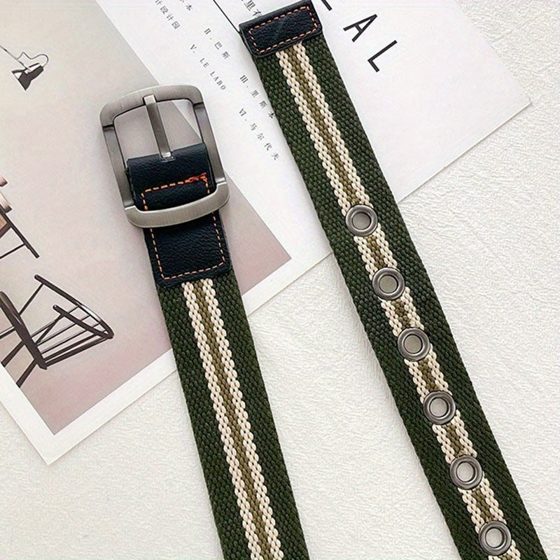 Canvas Belt Woven Pin Buckle Belt Student Jeans Belt For Men