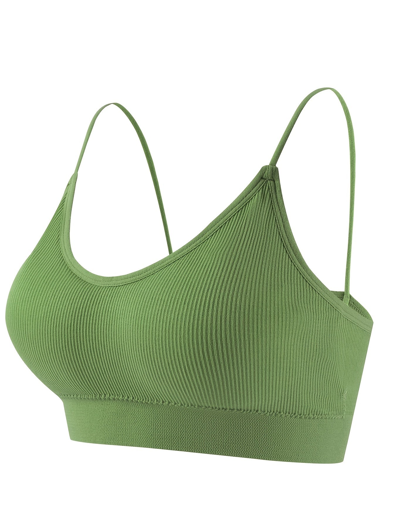 4pcs Solid Ribbed Wireless Bras Comfy Sports Bra