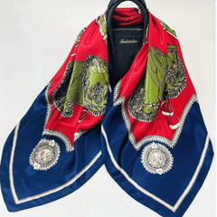 Vintage Chain Print Square Scarf Bandana Windproof Head Wrap Women Outdoor