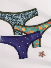 3pcs Lace Stitching Panties Low Waist Women's Lingerie