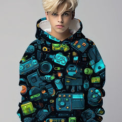 Kids Cartoon Robot Pattern Hoodie for Spring Fall Winter