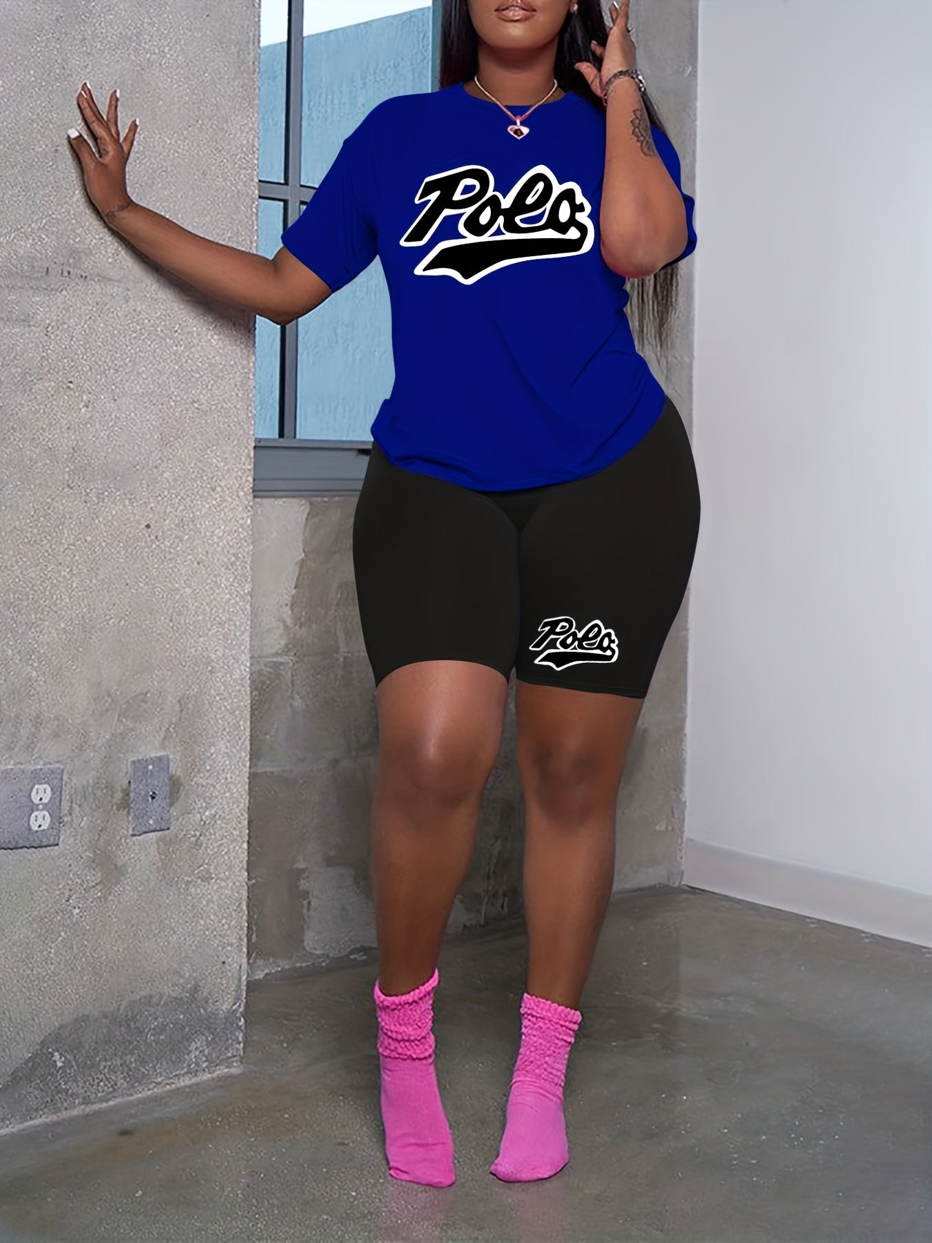 Casual Outfits Letter Print Tee & Shorts Set
