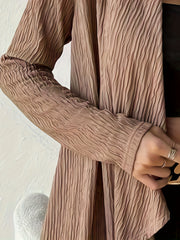 Solid Long Sleeve Open Front Cardigan