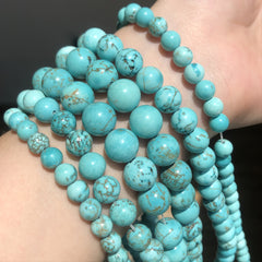 Natural Turquoises Stone Round Beads DIY Jewelry Making 15'' Strands 4 6 8 10mm