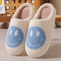 Warm Smile Face Fuzzy Slippers Cozy Plush Home Shoes