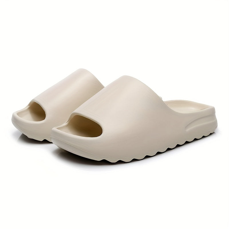 Women's Solid Pillow Slides Slip On Peep Open Toe Non slip Thick Bottom