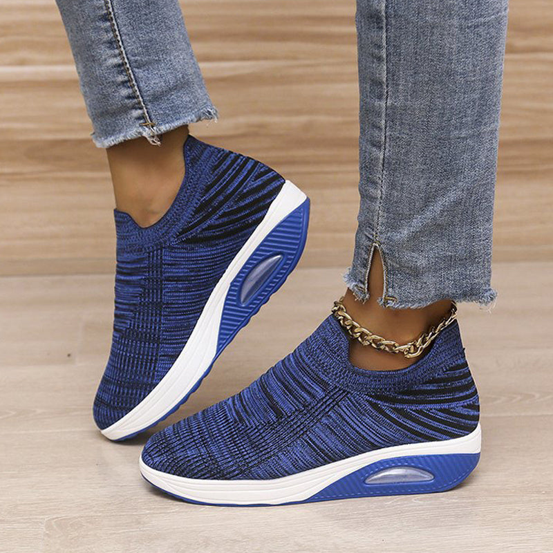 Women's Lightweight Wedge Sneakers with Air Cushion Knitting Socks