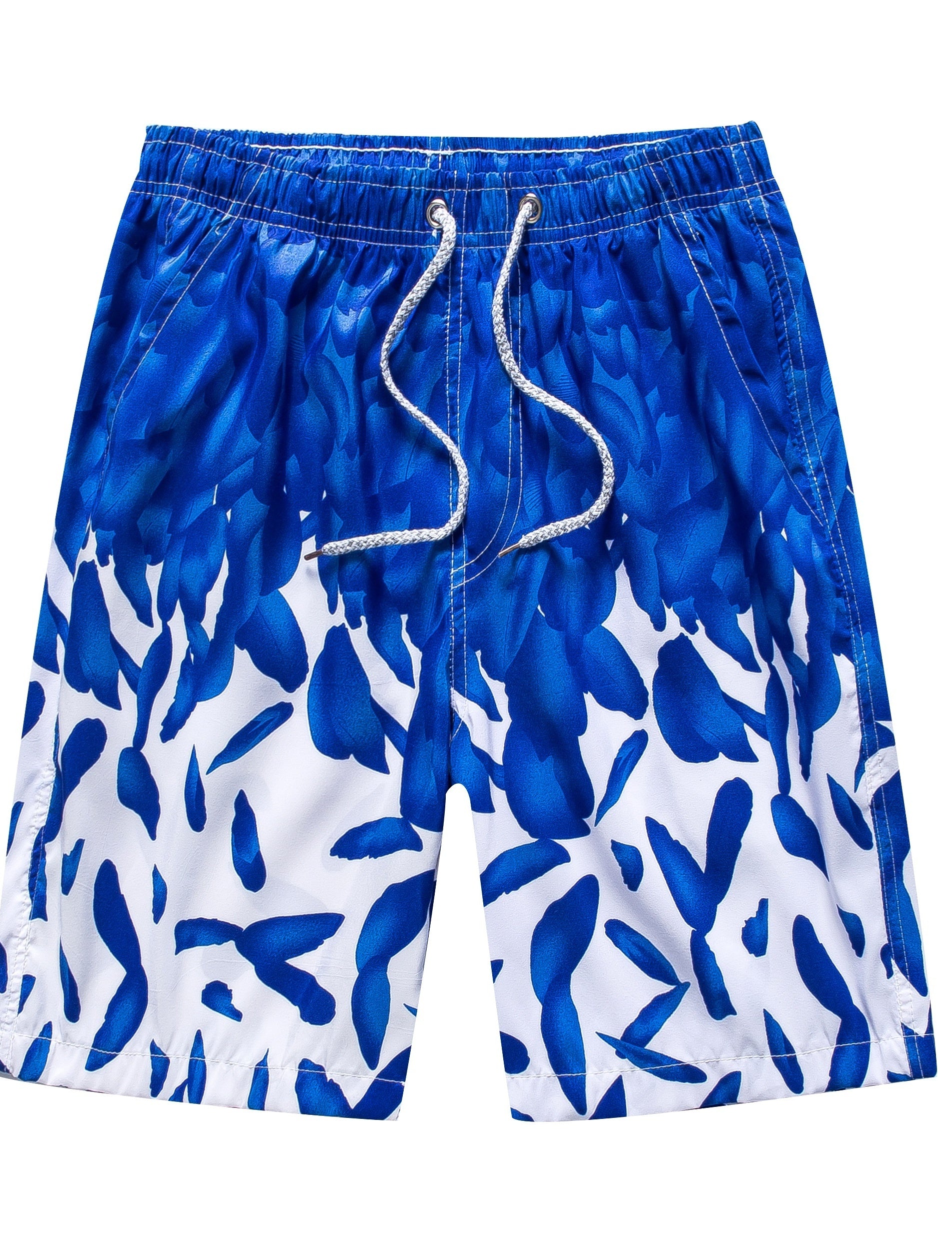 Feathers Print Shorts Casual Elastic Waist Drawstring Summer Pool Beach Shorts
