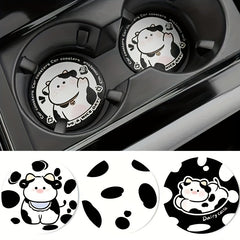 Cartoon Cow Coaster Car Cup Holder Anti Slip Coasters Heat Insulation Pad