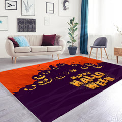 Halloween Area Rug Pumpkin Bat Silhouette Runner Non Slip Washable Floor Mat