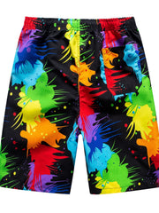 Colorful Paint Splash Print Shorts Casual Summer Pool Beach Shorts