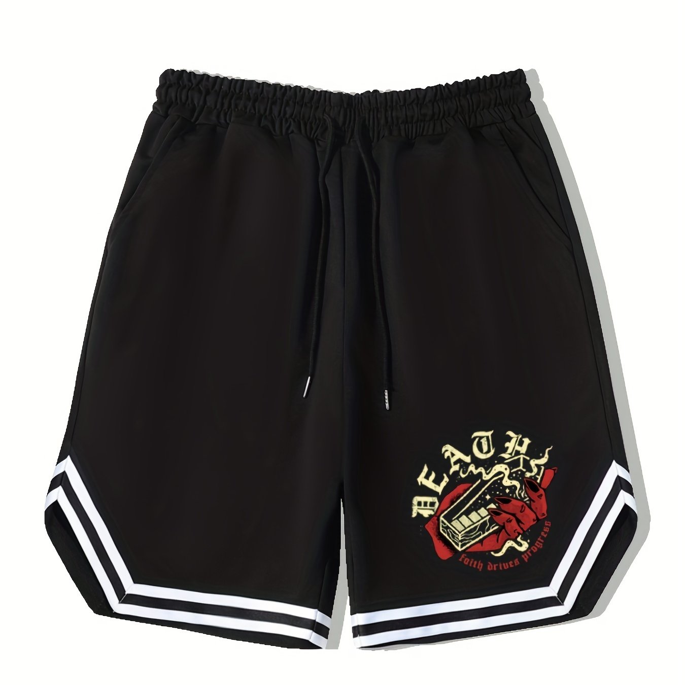 Men's Death Print Basketball Shorts - Casual Workout Shorts for Summer