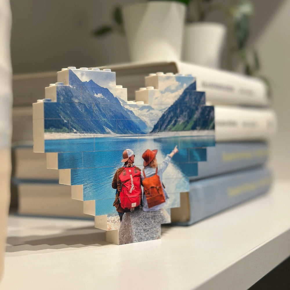 Personalized Heart Shaped Photo Building Blocks Acrylic Puzzle Gift for Dad