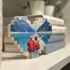 Personalized Heart Shaped Photo Building Blocks Acrylic Puzzle Gift for Dad