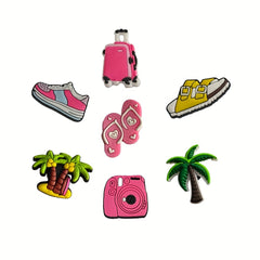 12pcs Travel Pattern Shoe Charms Clogs Jibbitz Sandals Shoe Accessories