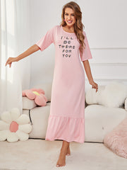 Ruffle NightDress Short Sleeve Pajama Dress Women's Sleepwear