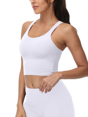 Women's Solid Racer Back Yoga Sports Bra