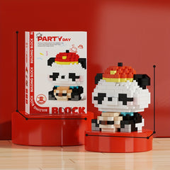 Chinese Style Panda Building Block Flower Desktop Ornament