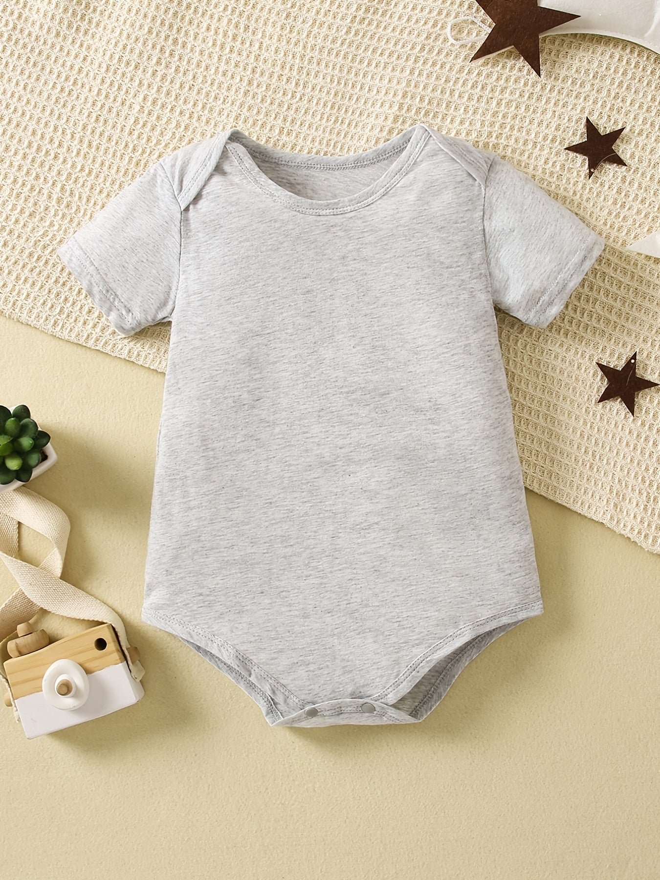 Cotton Baby Short Sleeve Bodysuit Solid Romper