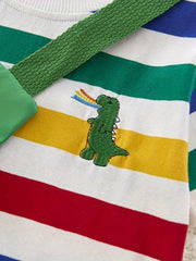 Boys Dinosaur Striped Outfit T-shirt & Shorts Set