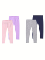 Girls' Cropped Leggings 4-Pack High Stretchy Slim Fit 2-8 Years Old
