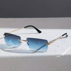 Men's Square Rimless Glasses Vintage Sunglasses