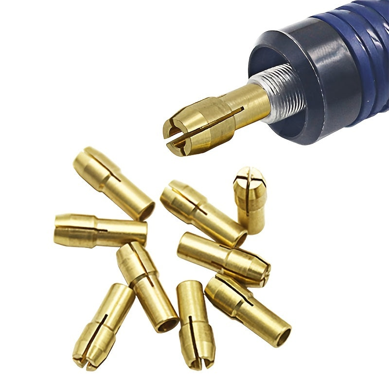 11pcs Brass Collet Set Rotary Tool 0.5-3.2mm Replacement Nut Quick Change Drill