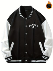 Men's Baseball Collar Muppet Bear Print Jacket