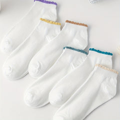 6 Pairs Essential Short Socks with Colorful Trim