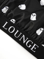 Halloween Sports Bra Women's Plus Ghost Print Letter Tape