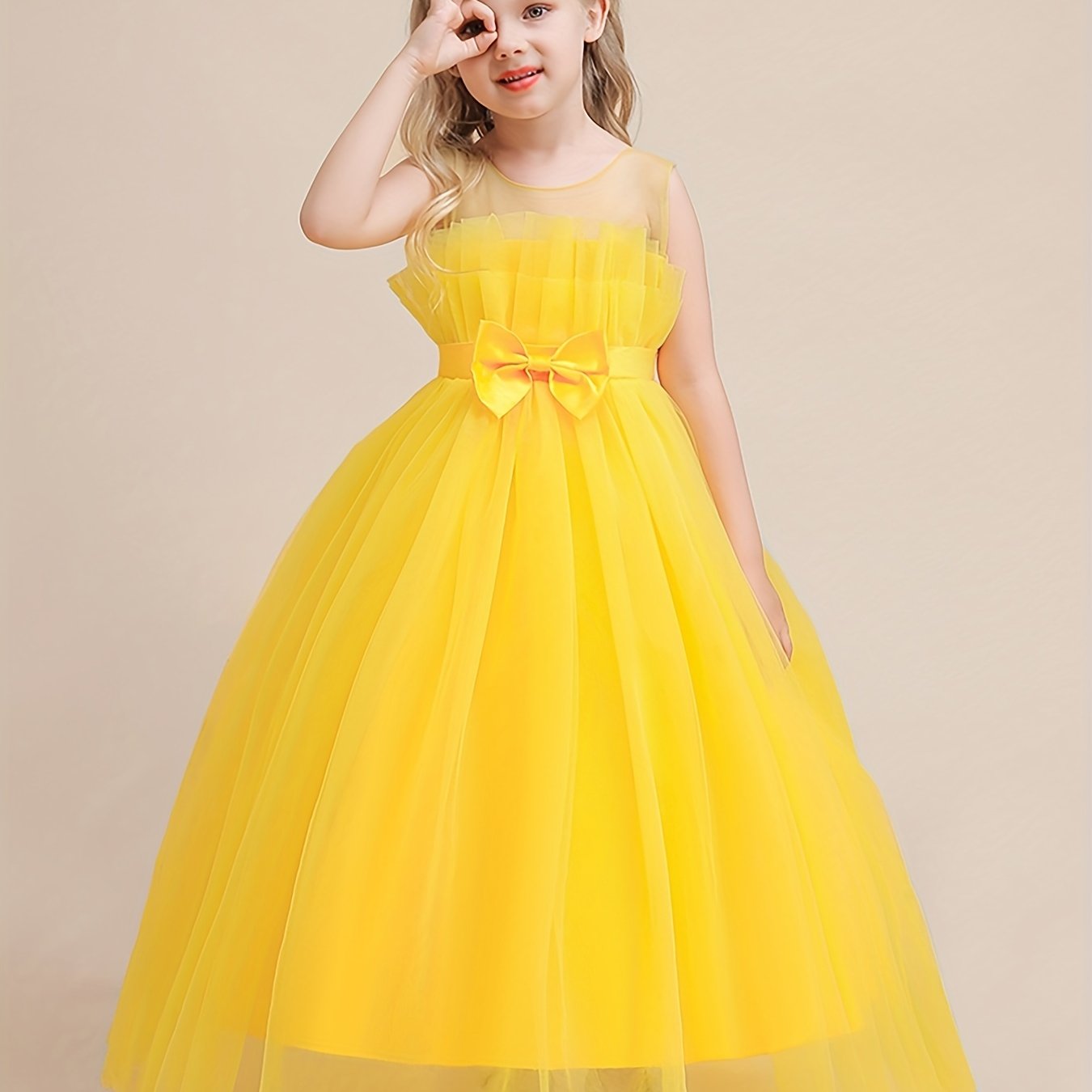 Girls Solid Dress Summer Children's Clothing Party Princess Long Tulle Kids Lace