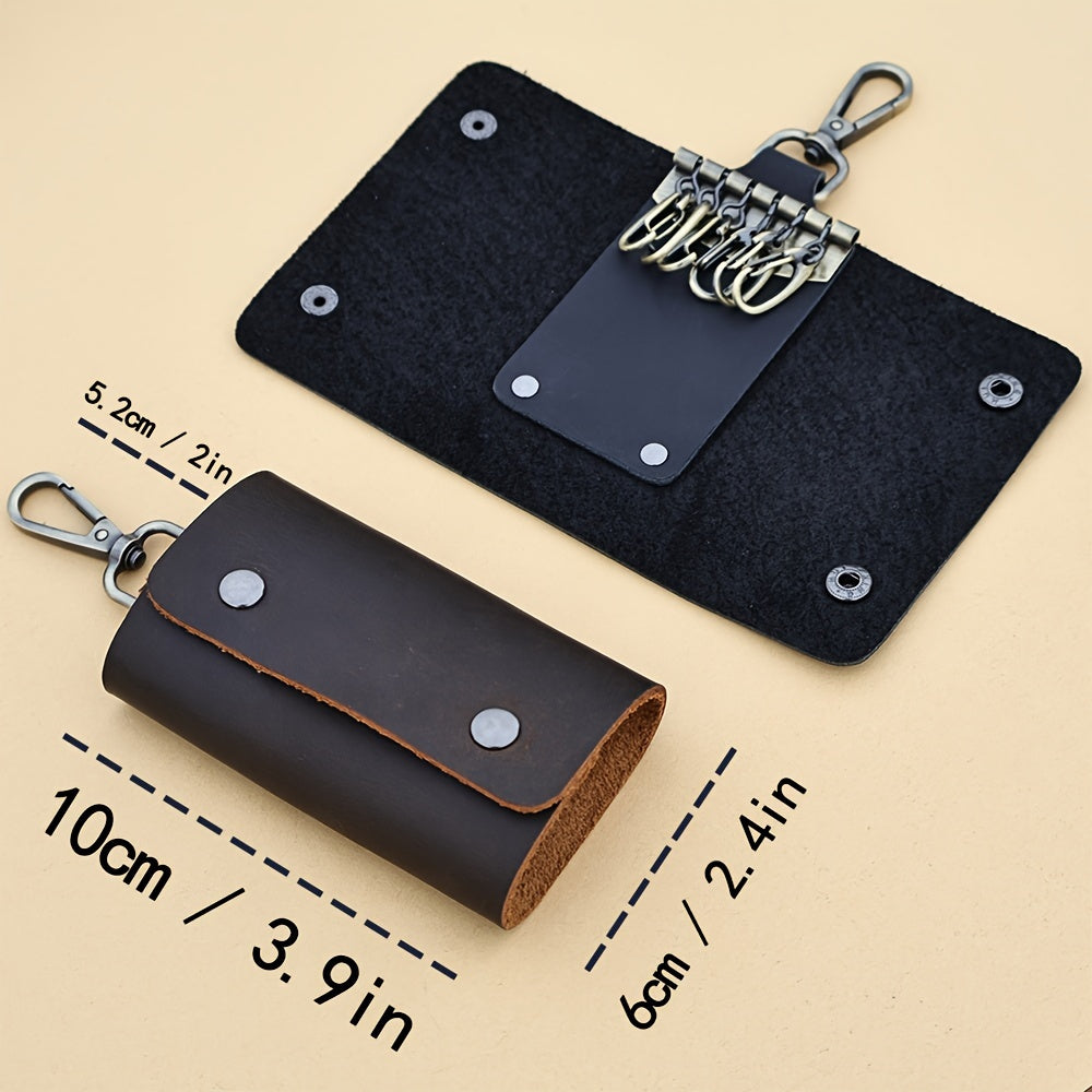 Vintage Cowhide Keychain Waist Hanging Holder For Outdoor Travel