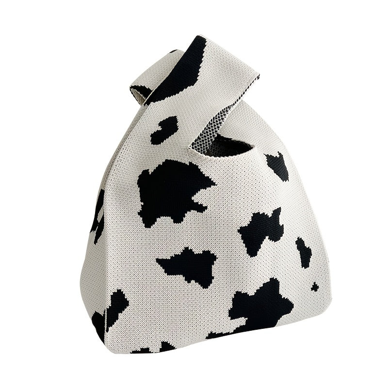 Checkerboard Tote Bag Casual Knit Handbag for Travel Gym & Outdoor Sports