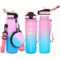Gradient 32oz Water Bottle w/ Neoprene Sleeve & Mini Purse
