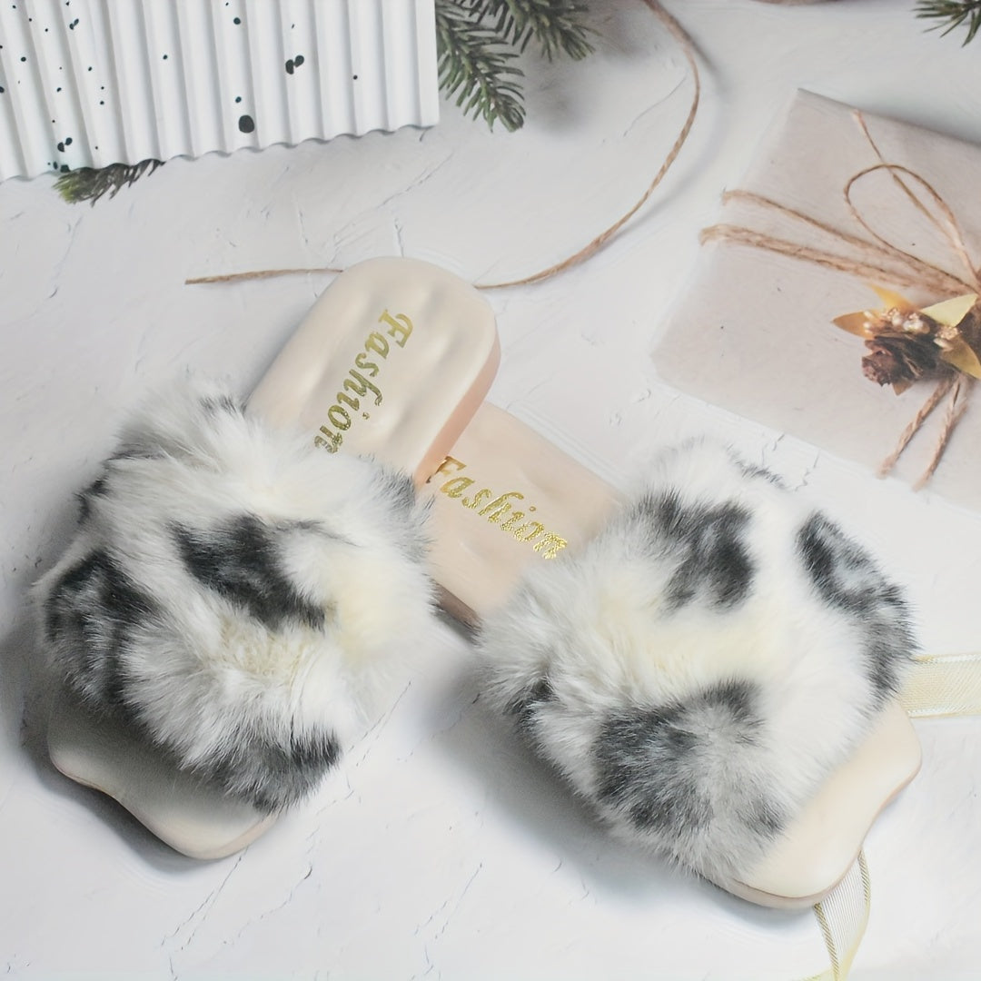 Fleece Open Toe Slippers Girls Non Slip Indoor Home Shopping