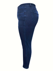 Women's Plus Solid Button Fly High Rise High Stretch Skinny Jeans