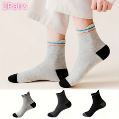 Men's Breathable Block Crew Socks - 3 Pairs