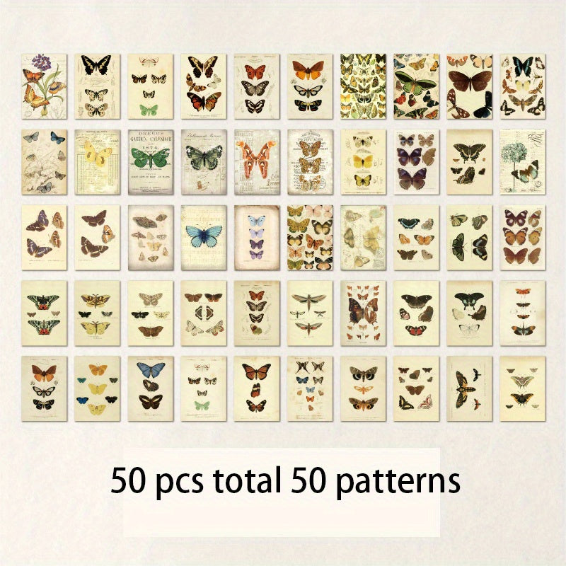 50pcs Craft Paper with Patterns for DIY Cards Scrapbook